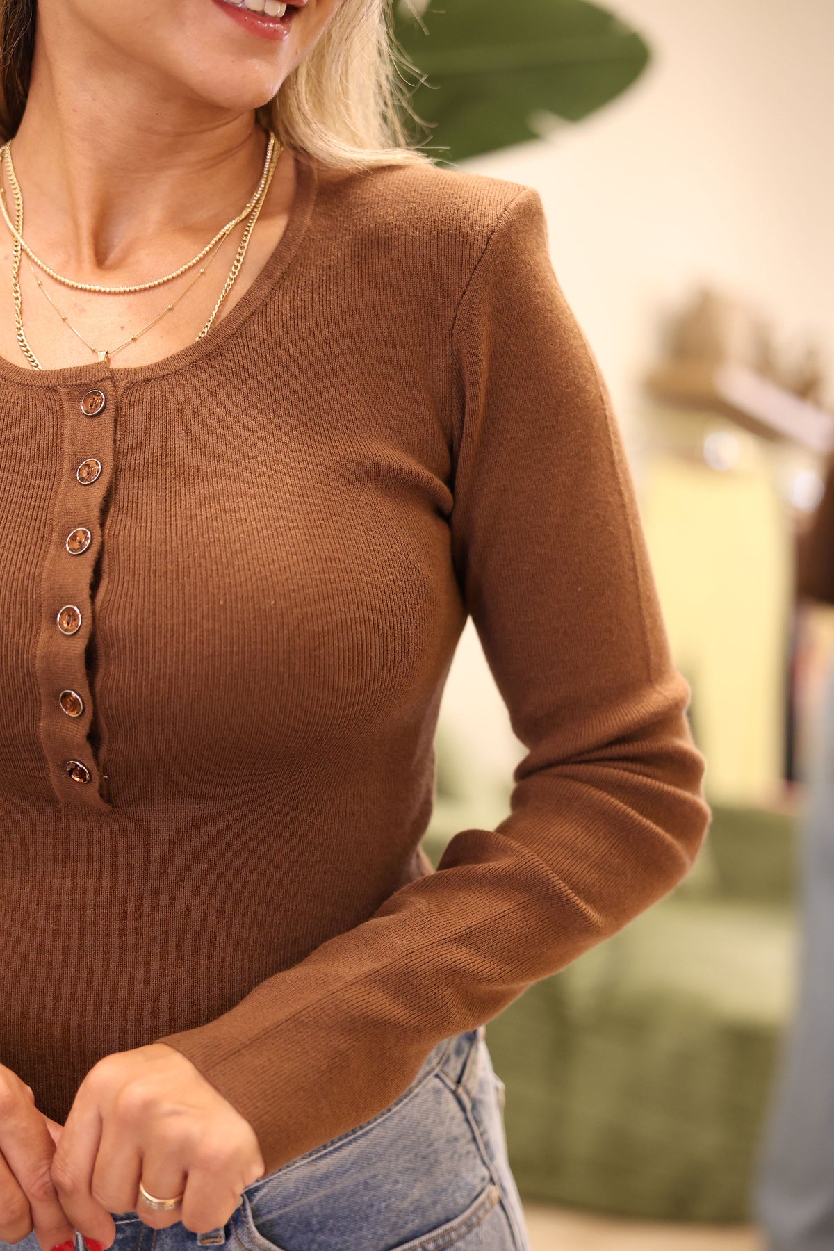 Shoulder Pad Knit Top