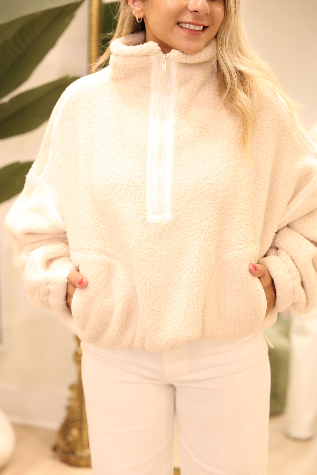 Half Zip Up Sherpa Pullover