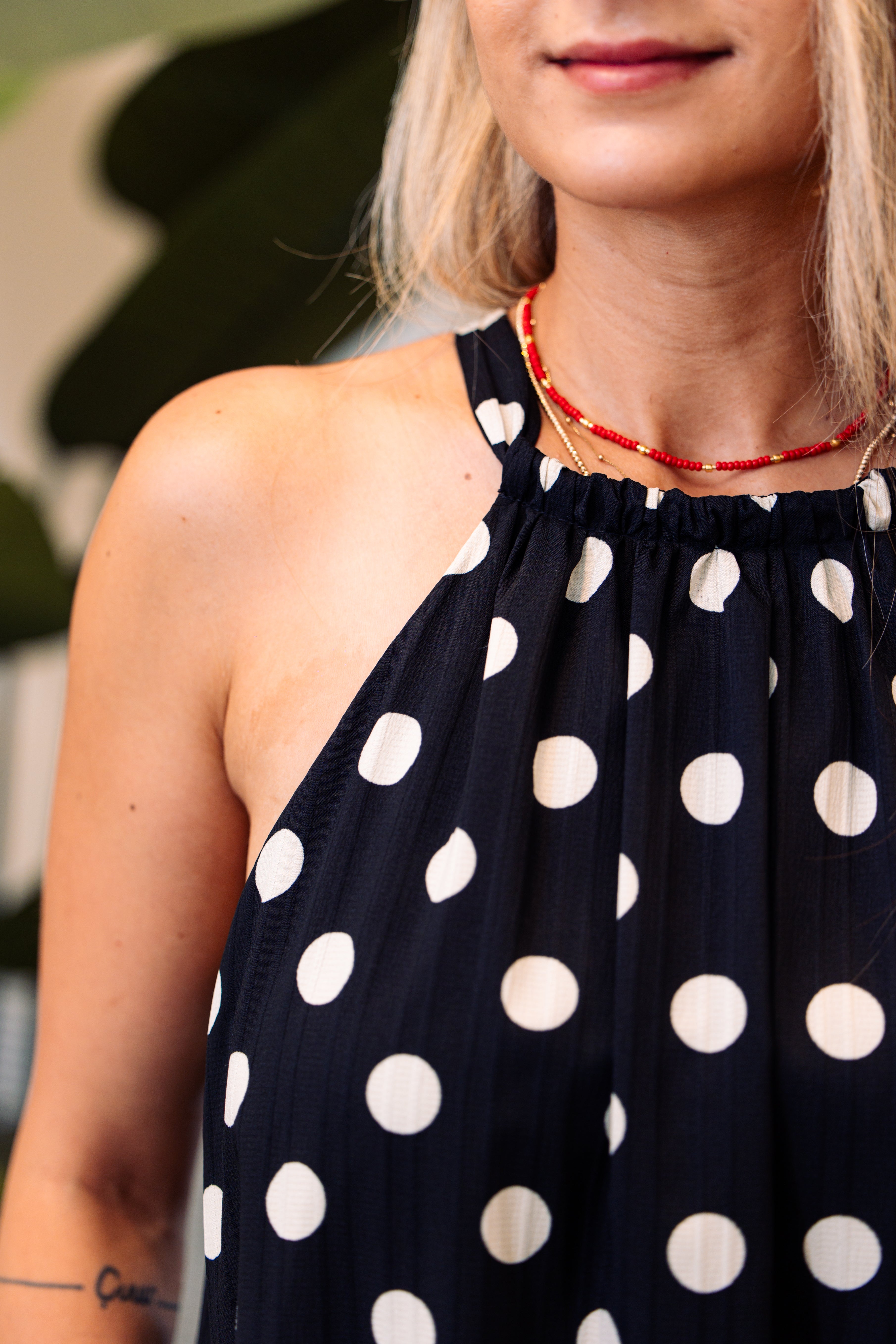 Polka Dot Printed Bow Tie Maxi Dress