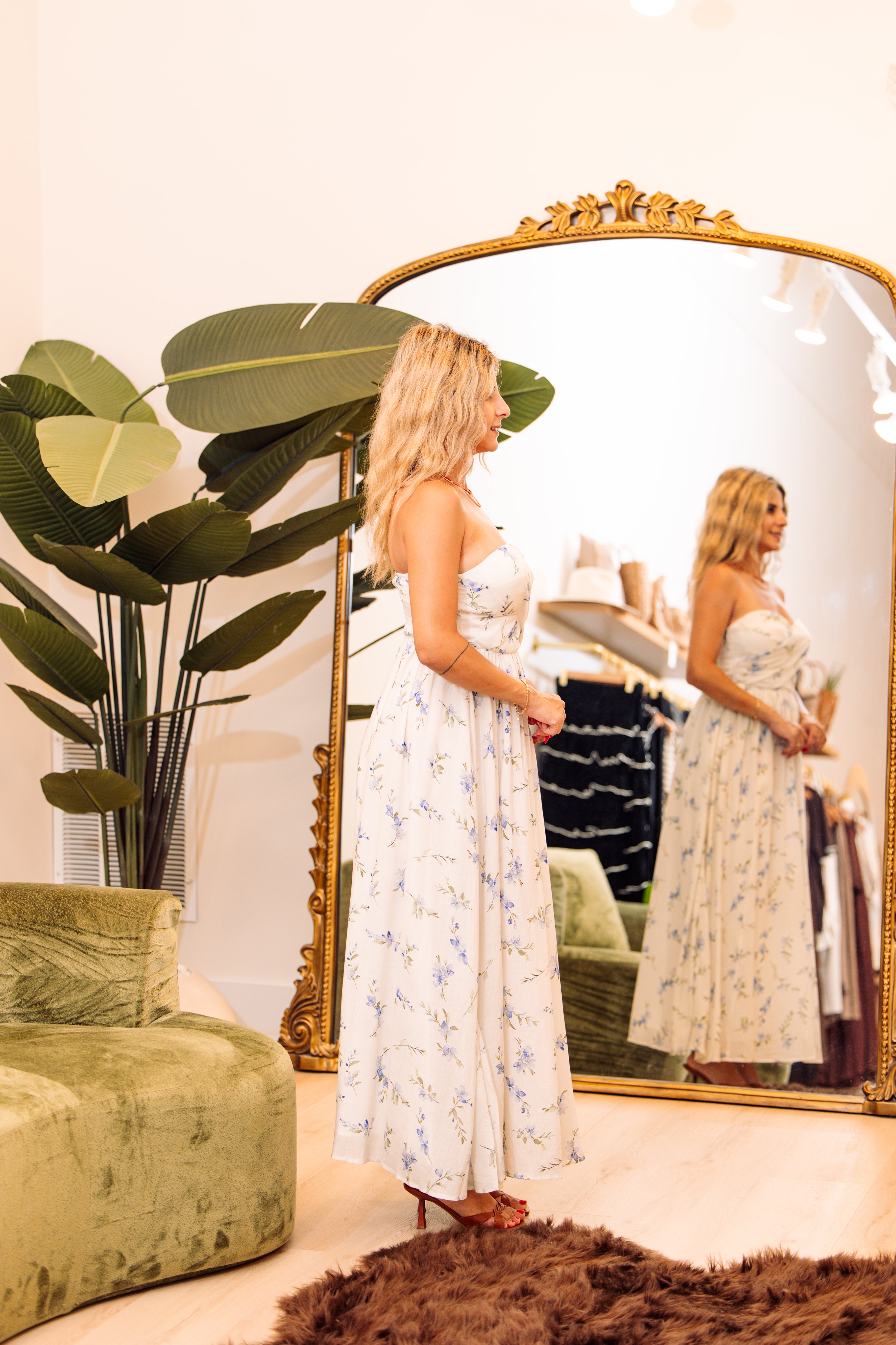 Ryan Floral Printed Sweetheart Tube Maxi Dress