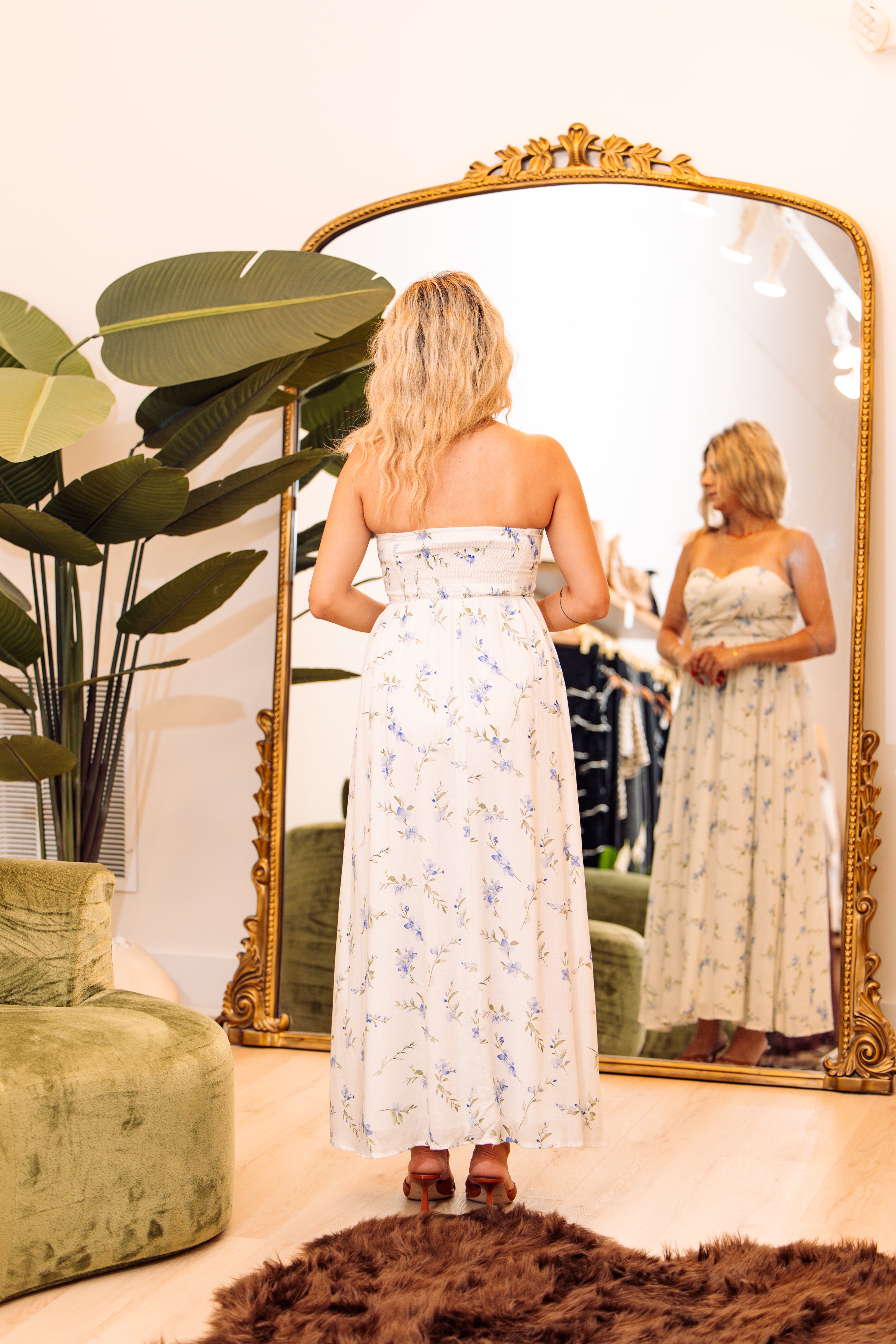 Ryan Floral Printed Sweetheart Tube Maxi Dress