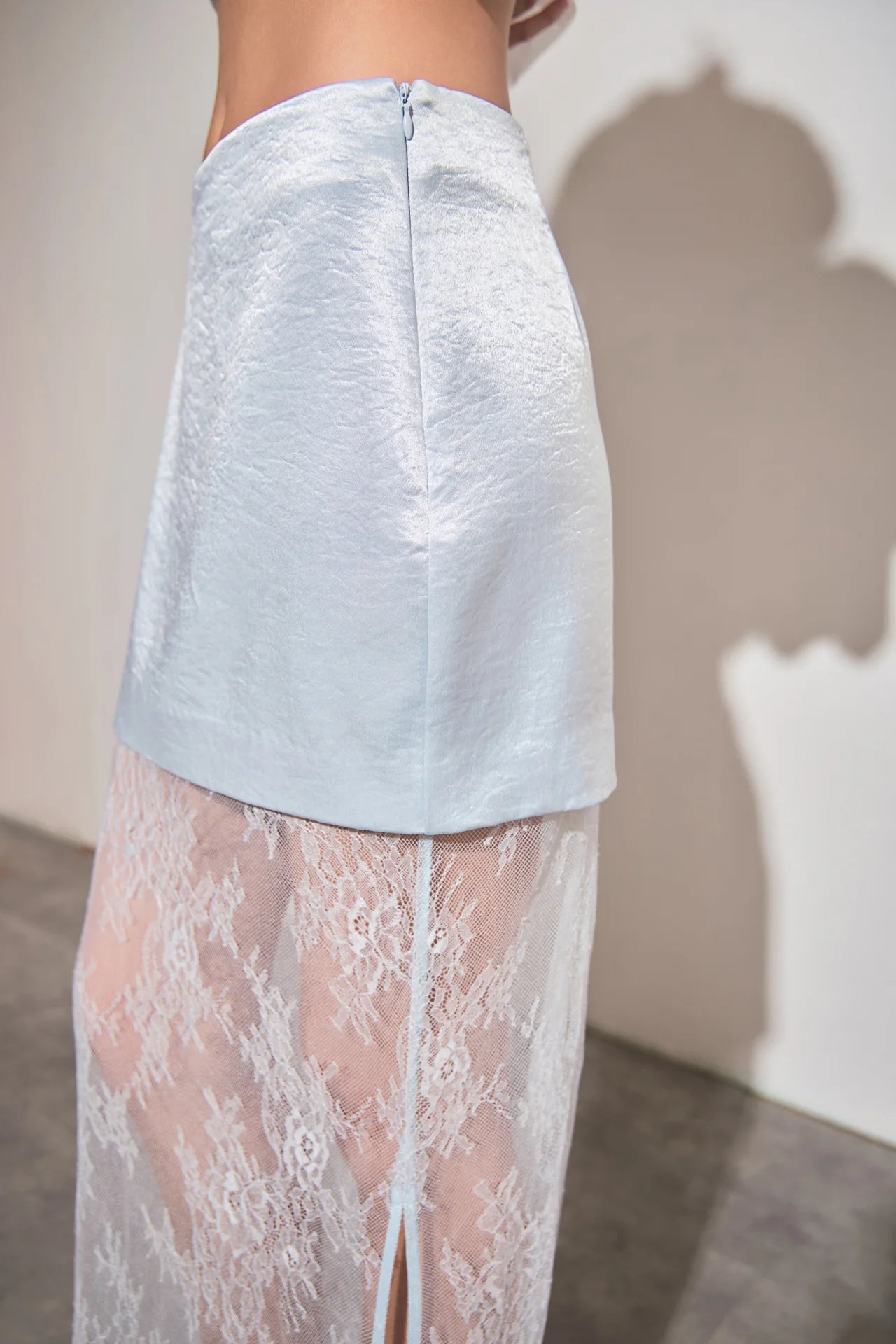 Satin Velvet Maxi Lace Skirt