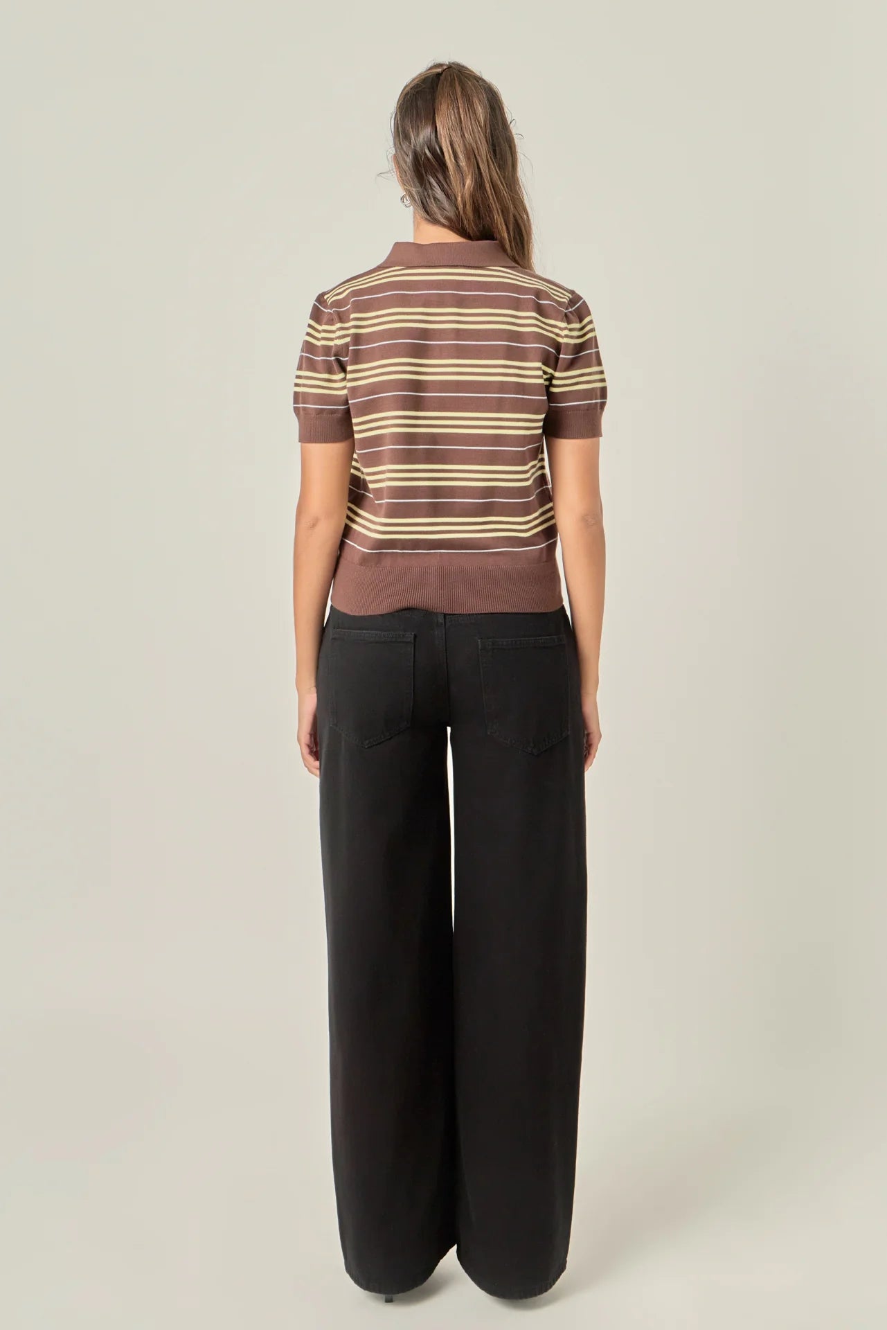 Striped Polo Knit Top