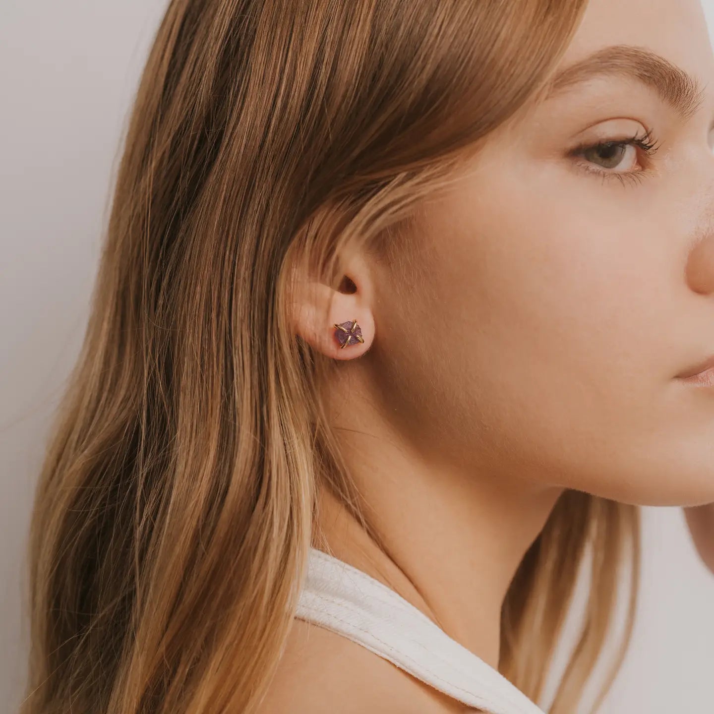 Gemstone Prong Gold Earrings