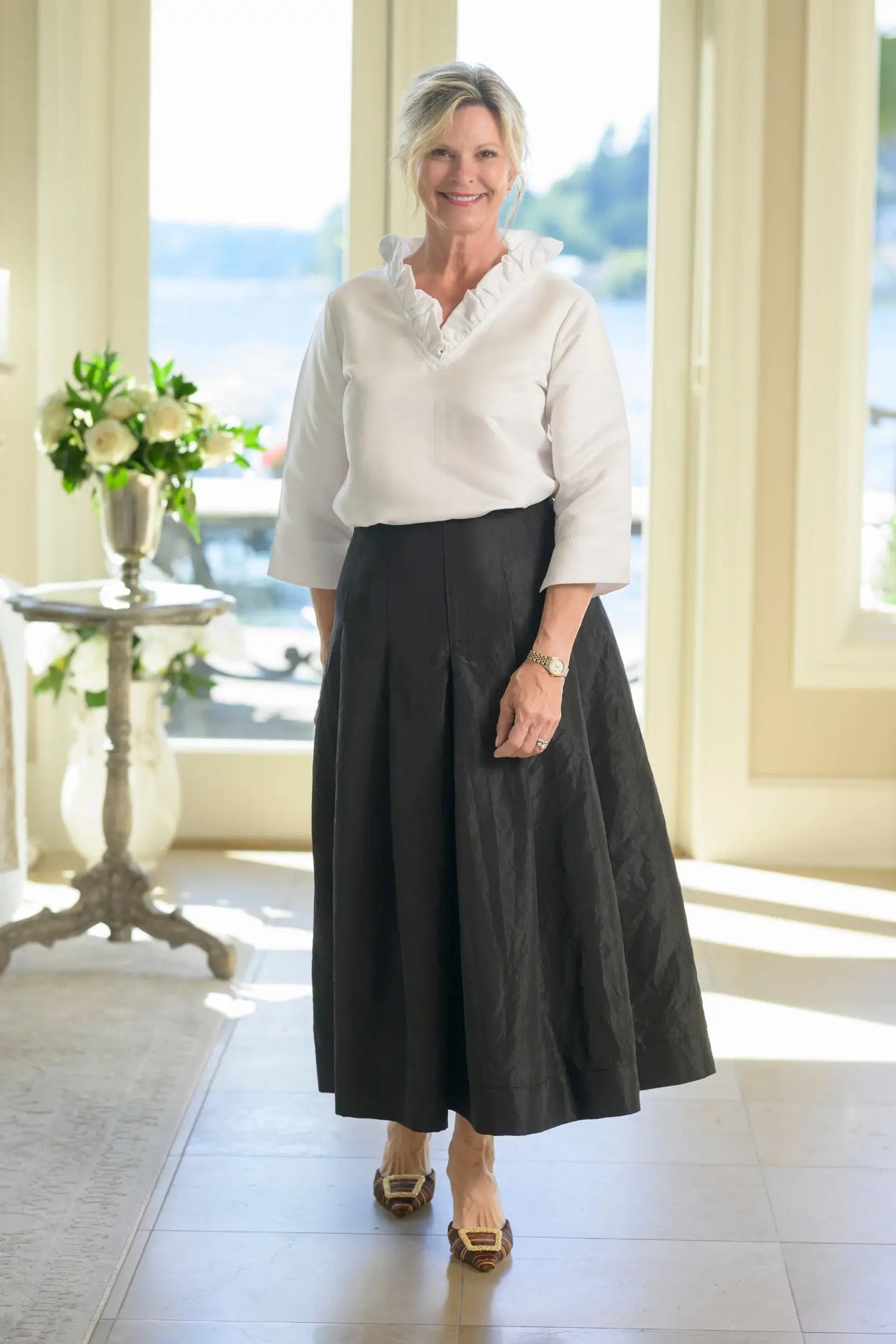 Darcy Snow White Taffeta Top
