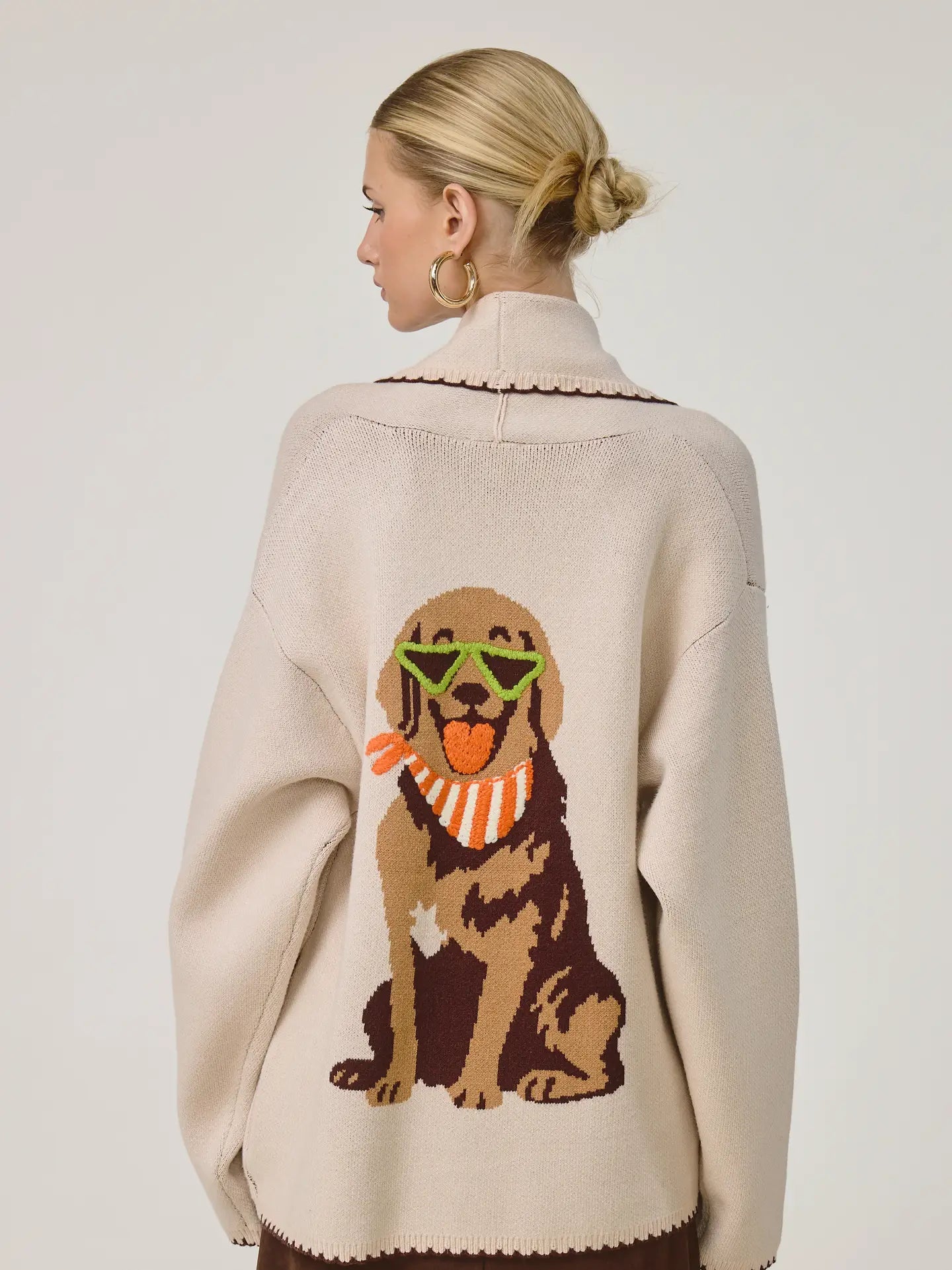 Sunny Pup Sweater Whipstitch Cardigan