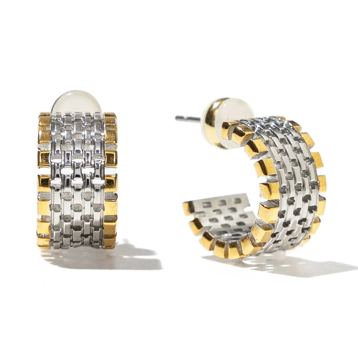 Waterproof Two‑Tone Watch Hoops