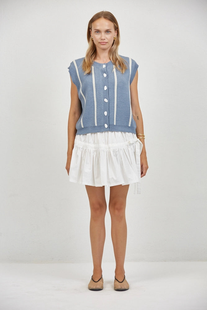 Striped Crew Neck Sleeveless Vest Top