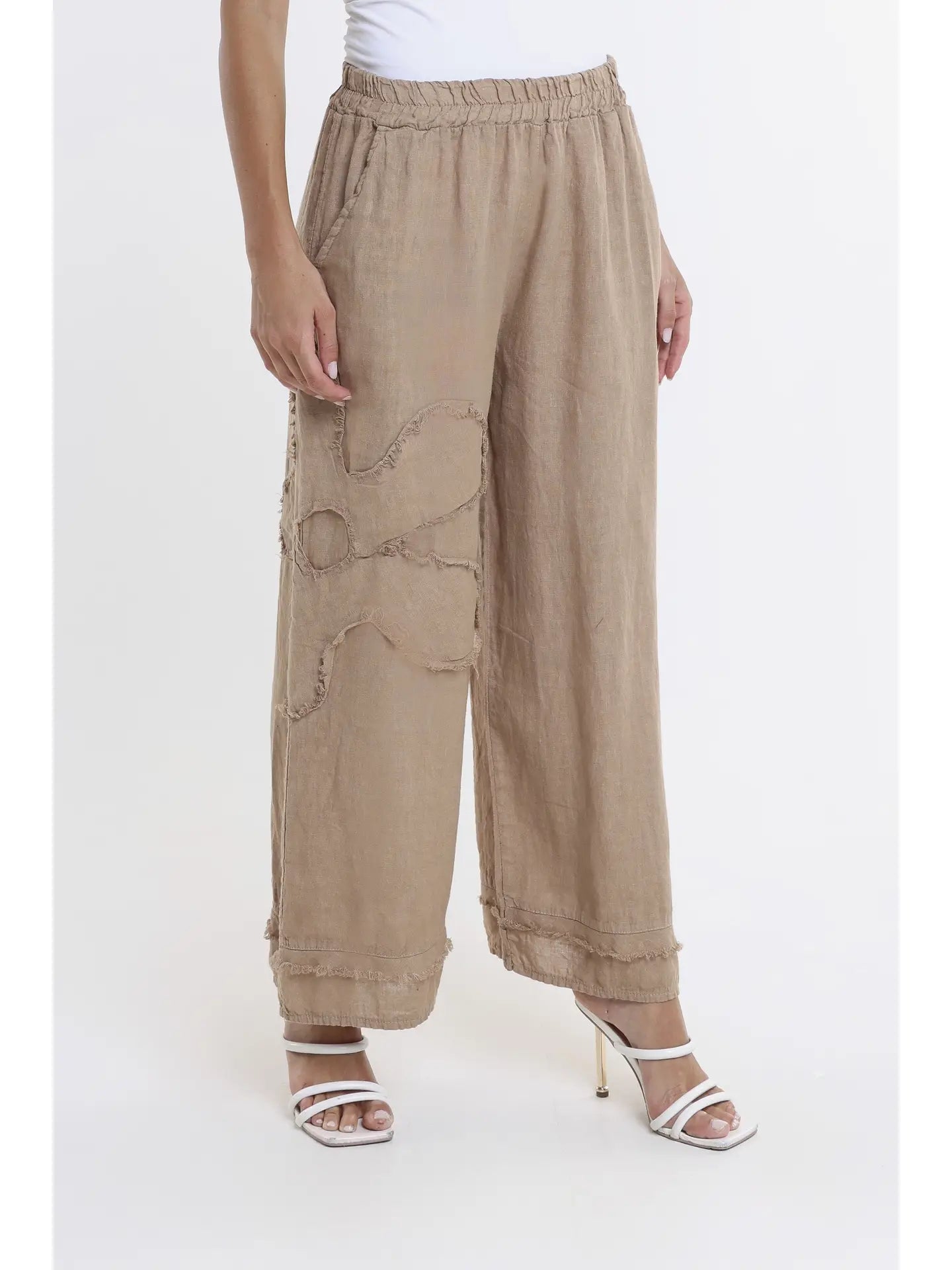 Flower Yvette Raw Edge Linen Pant
