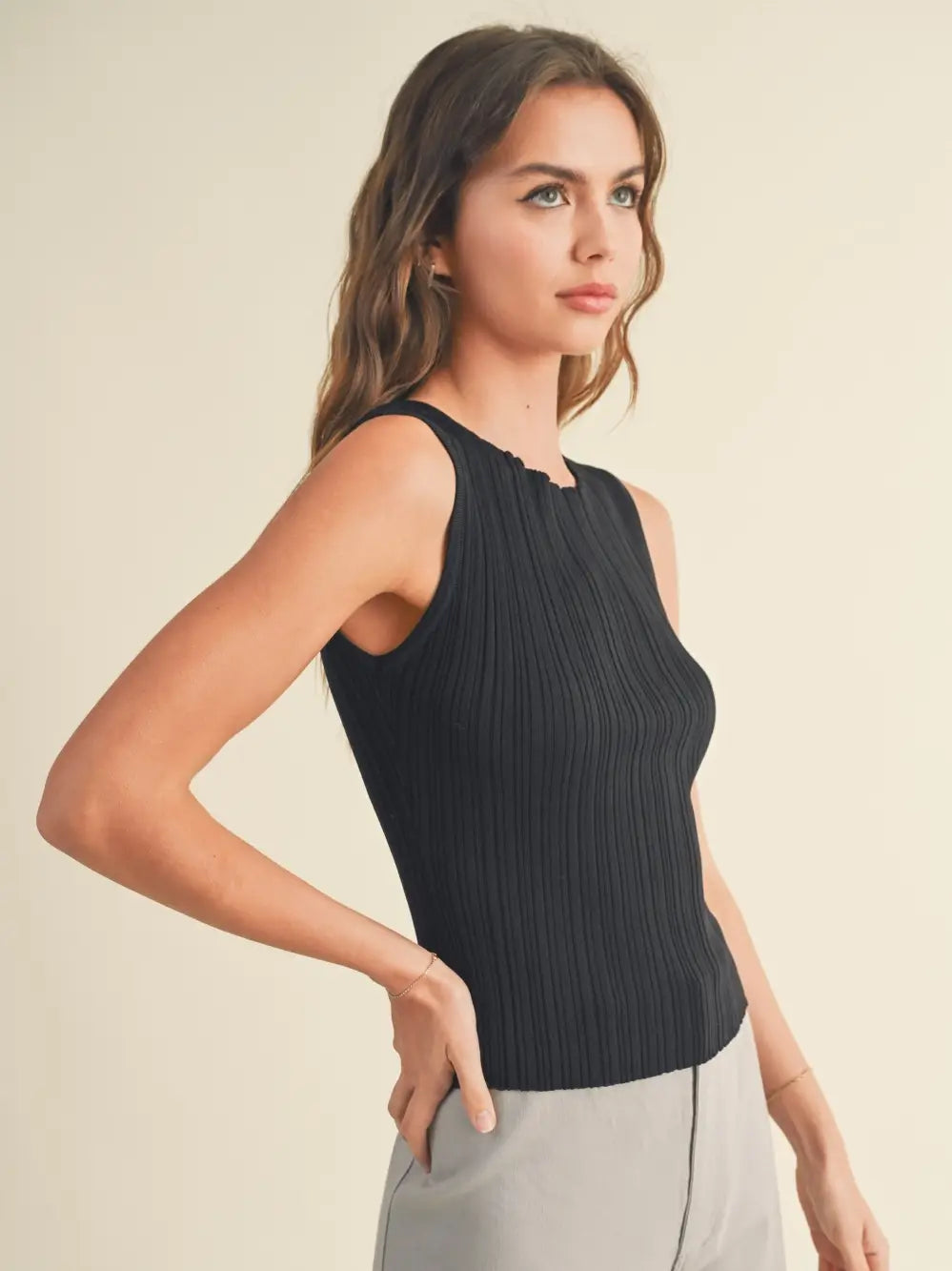 Viscose Ribbed Knitted Top