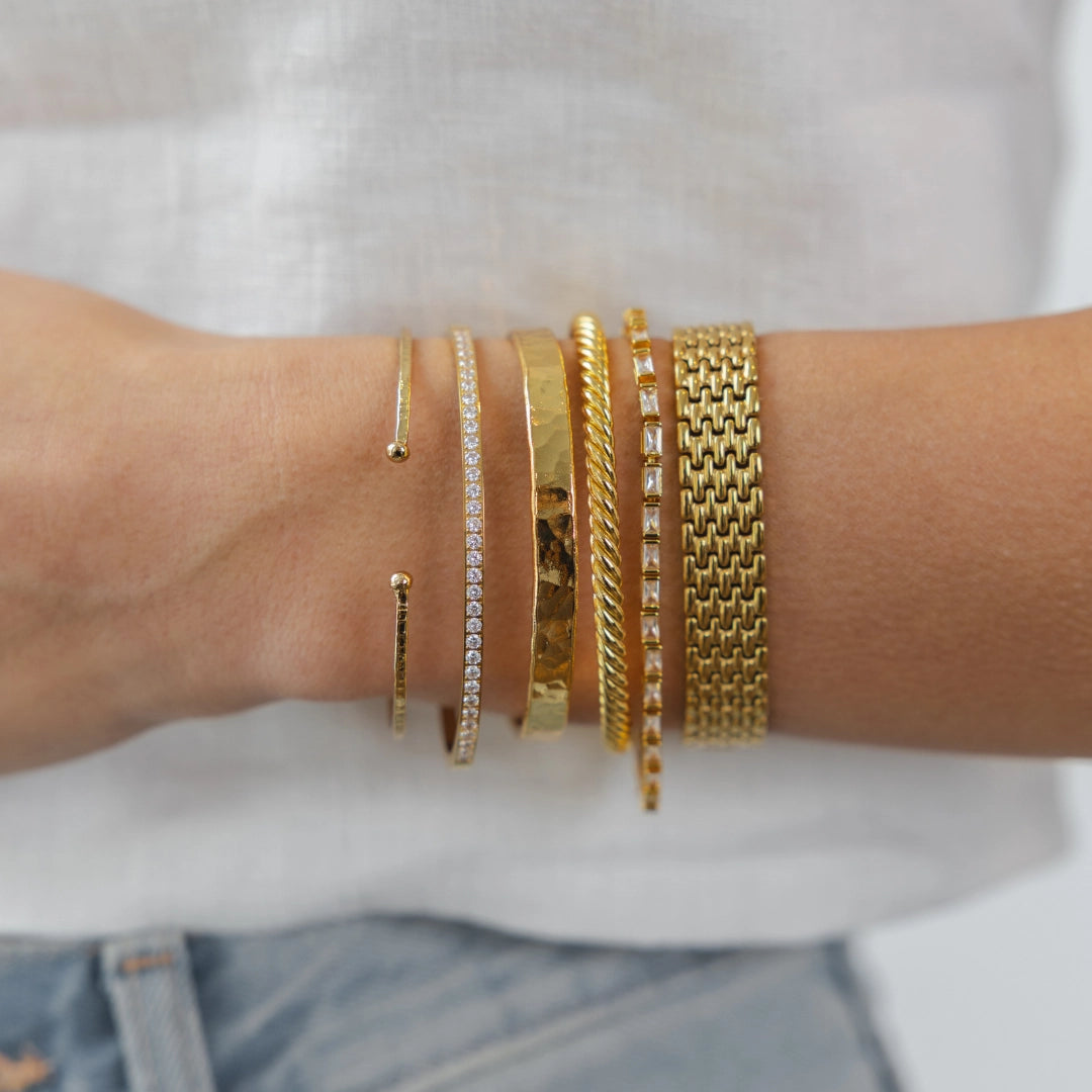 Waterproof Gold Lined Diamond Bangle