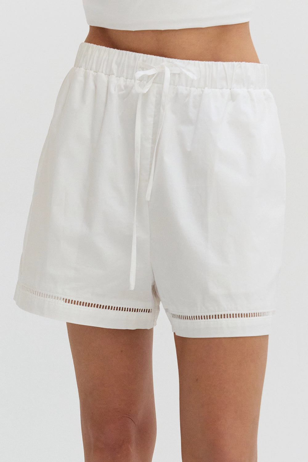 Reese Poplin Lattice Trim Shorts