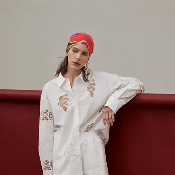 Embroidered Detail Oversize Shirt