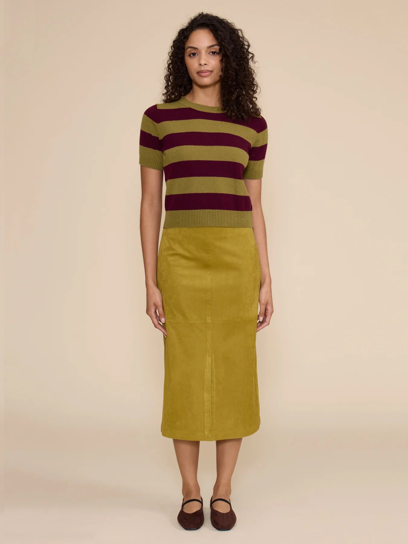 Lindsay Faux Suede Midi Skirt