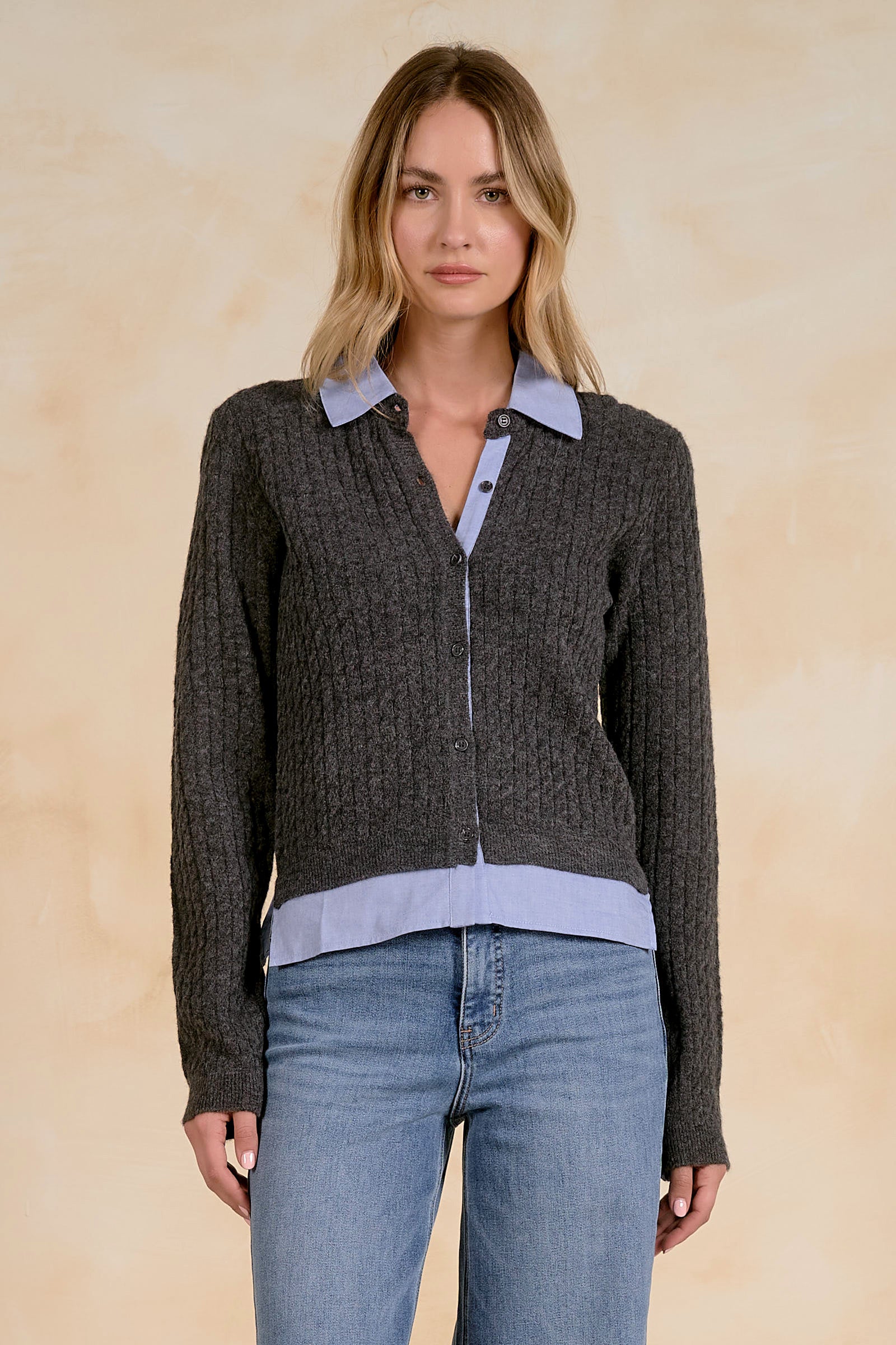 Collared Sweater Cardigan