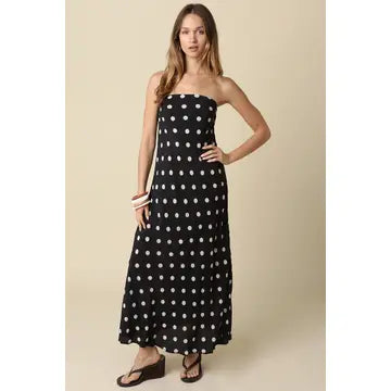 Patsy Strapless Polka Dot Maxi Dress