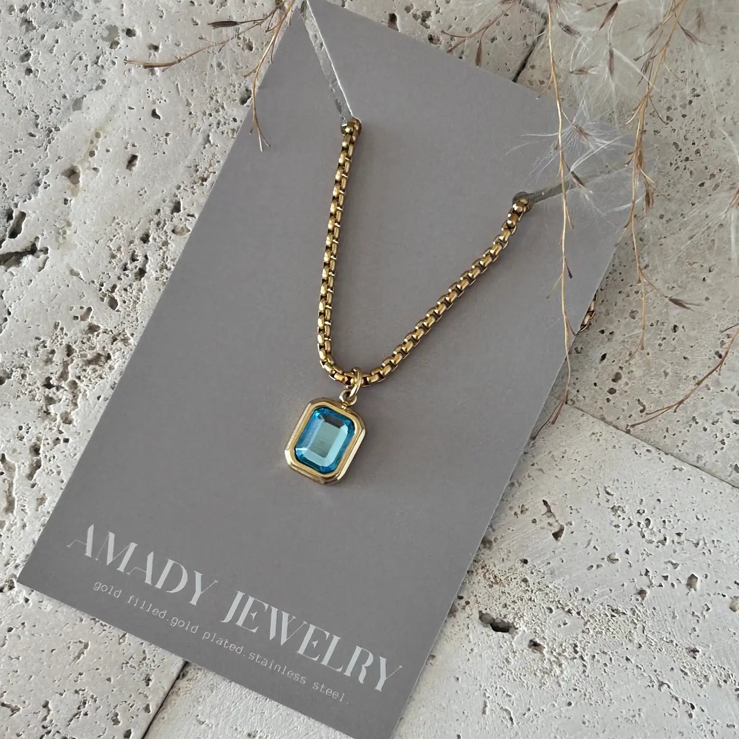 Blue Crystal Pendant Necklace