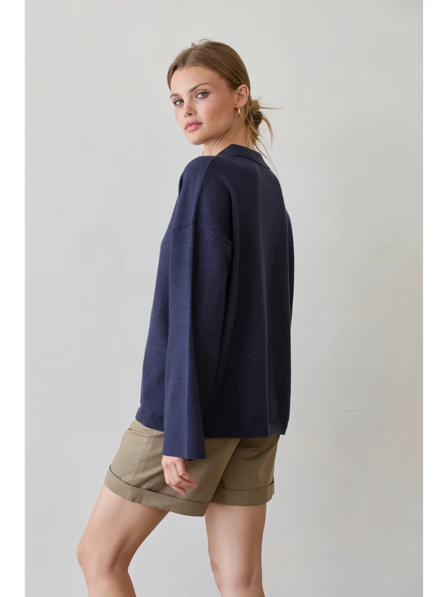 Heather Polo Sweater Top