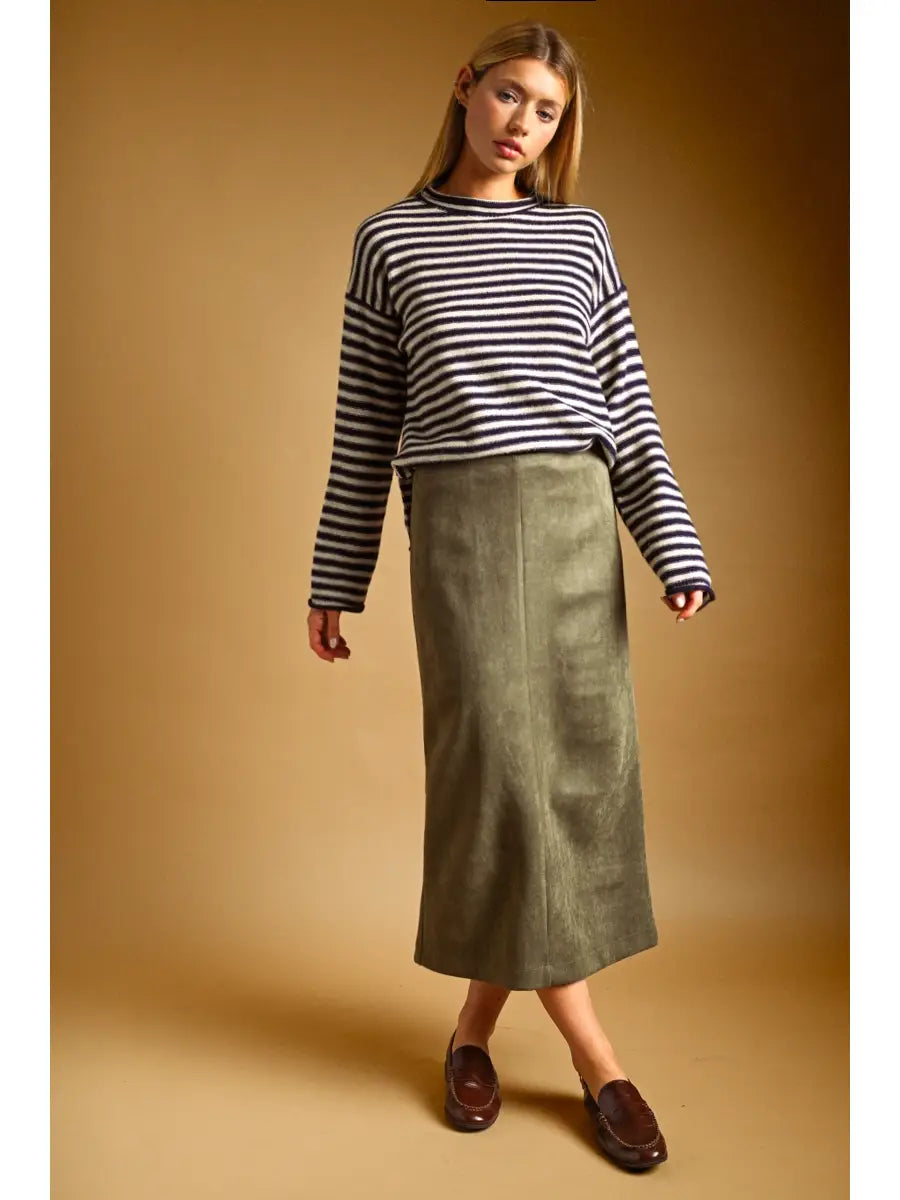 Suede Straight Skirt