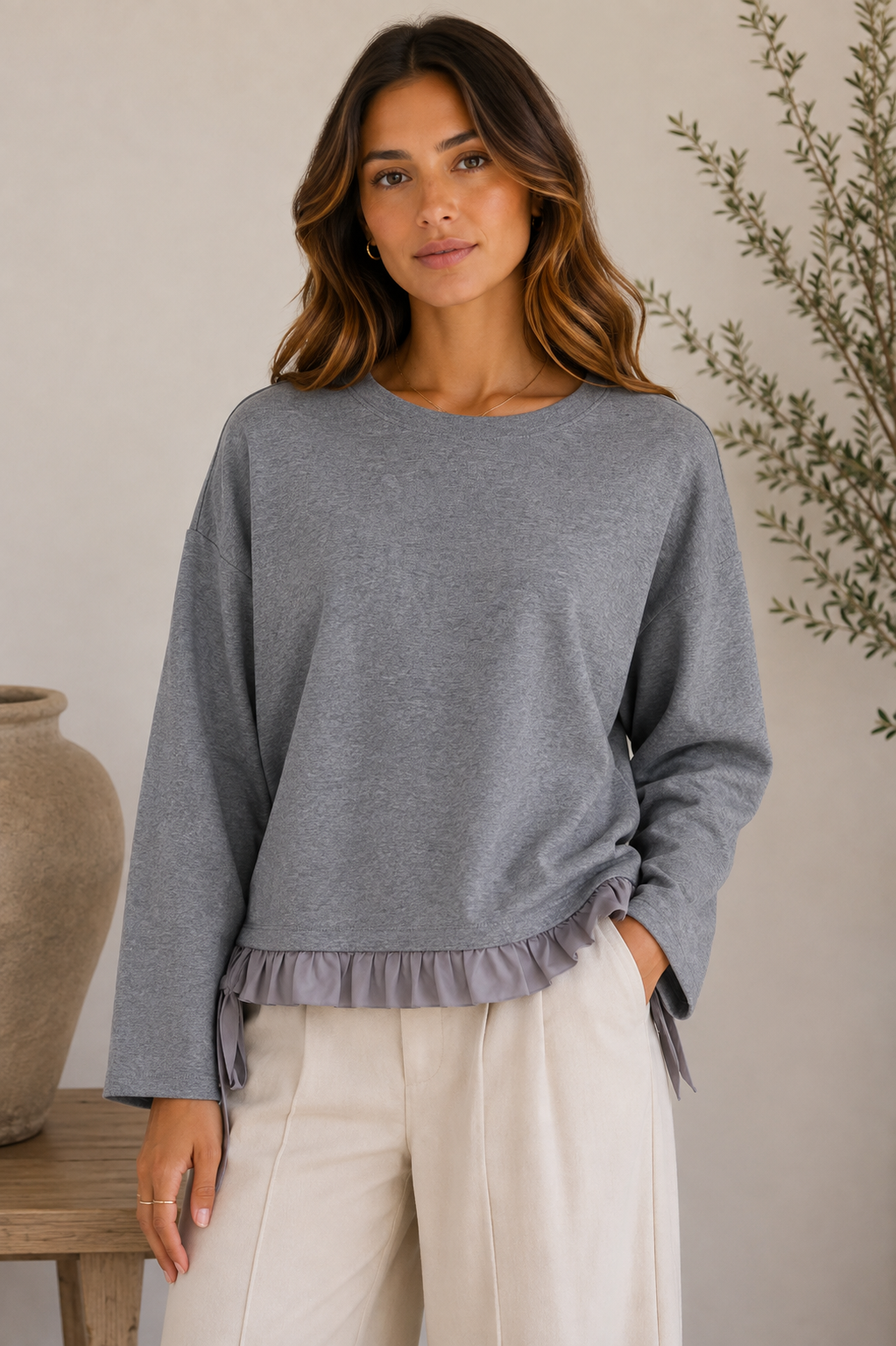 The Willow Ruffle Hem Pullover