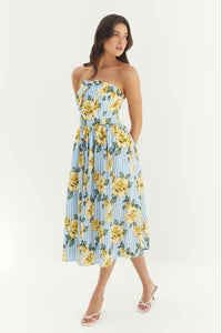 Blue/Yellow Multi Striped Sommer Dress