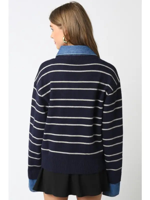 Sofia Stripe Collared Sweater