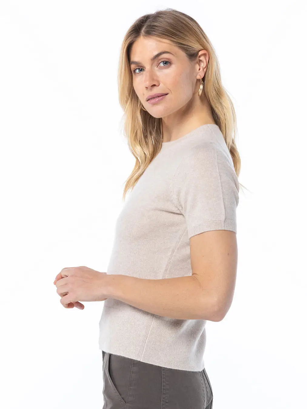 Short Sleeve Cashmere Crew