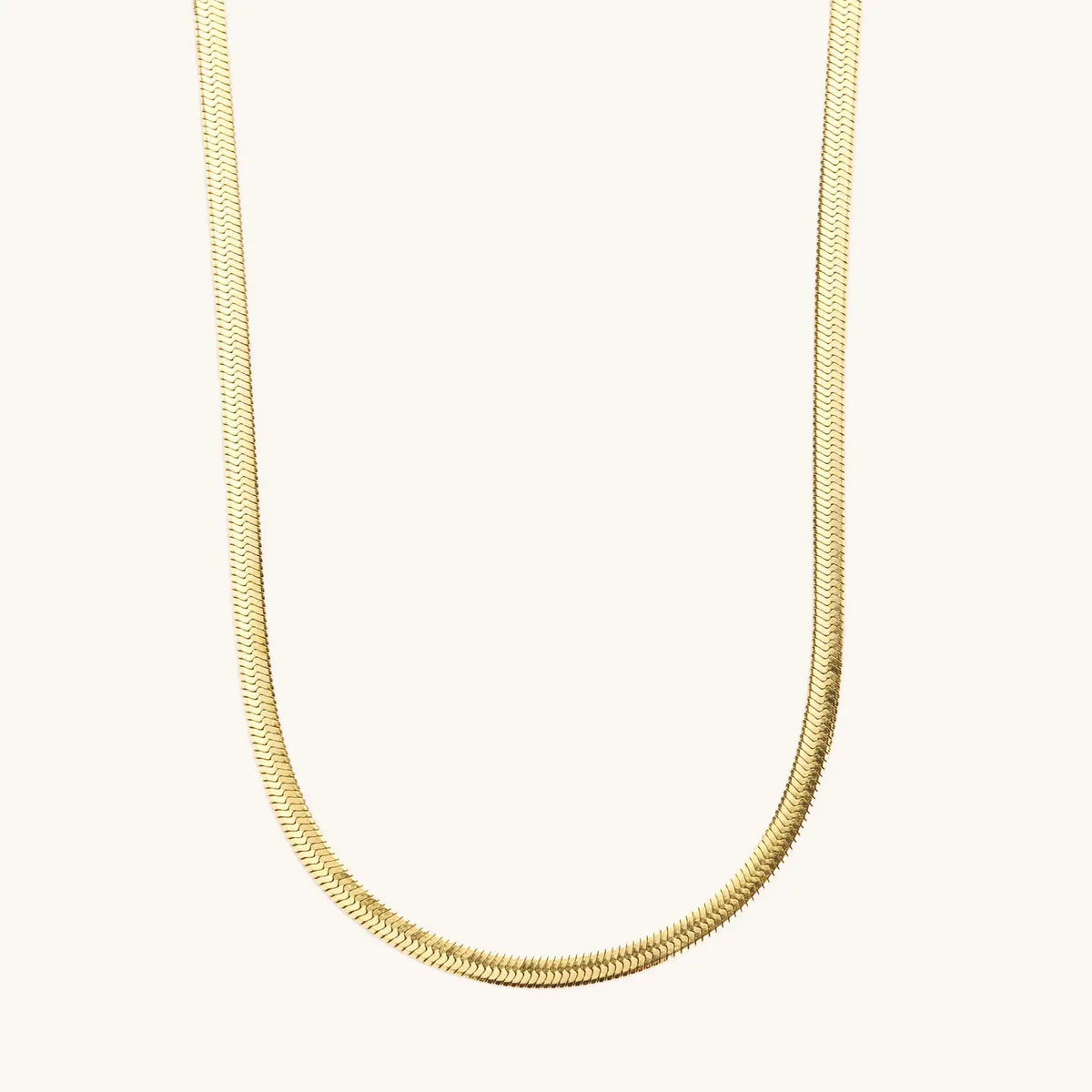 Gold Herringbone Necklaces- Stainless Steel - Wide 5MM
