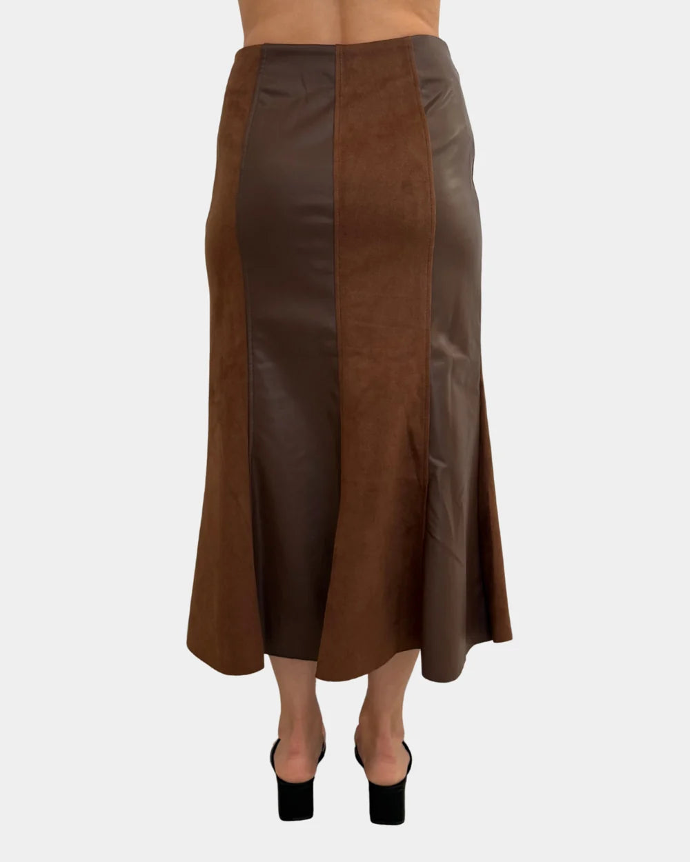 Suede Leather Panel Skirt