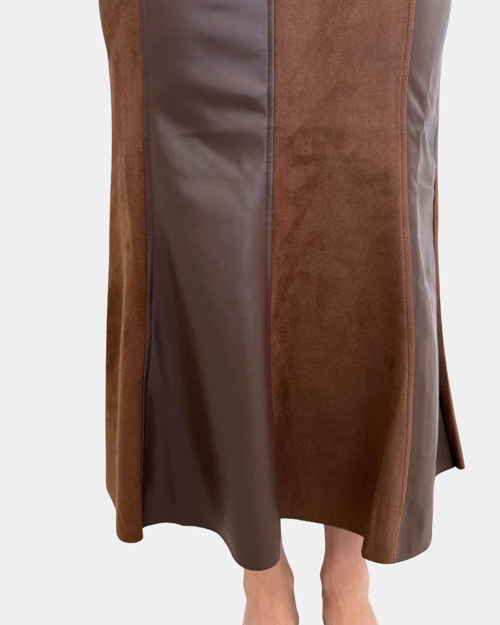 Suede Leather Panel Skirt