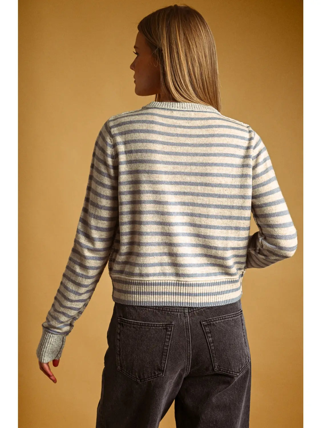 Striped Pattern Button Front Cardigan