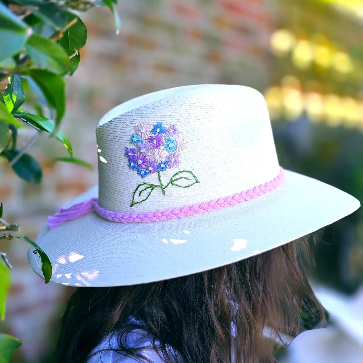 Baldiz "Hydrangea Blossom Hat" Eggshell Palm Hat