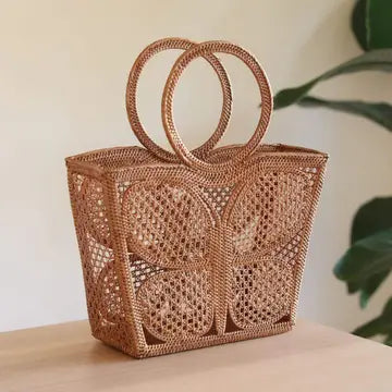 Bali Rattan Handbag - Butterfly
