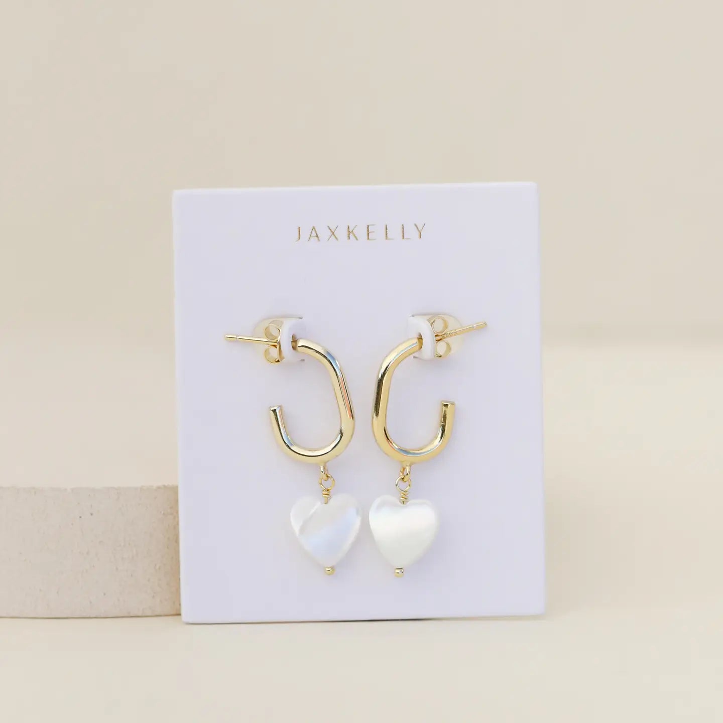Heart Drop -Mother of Pearl - Gold Earrings
