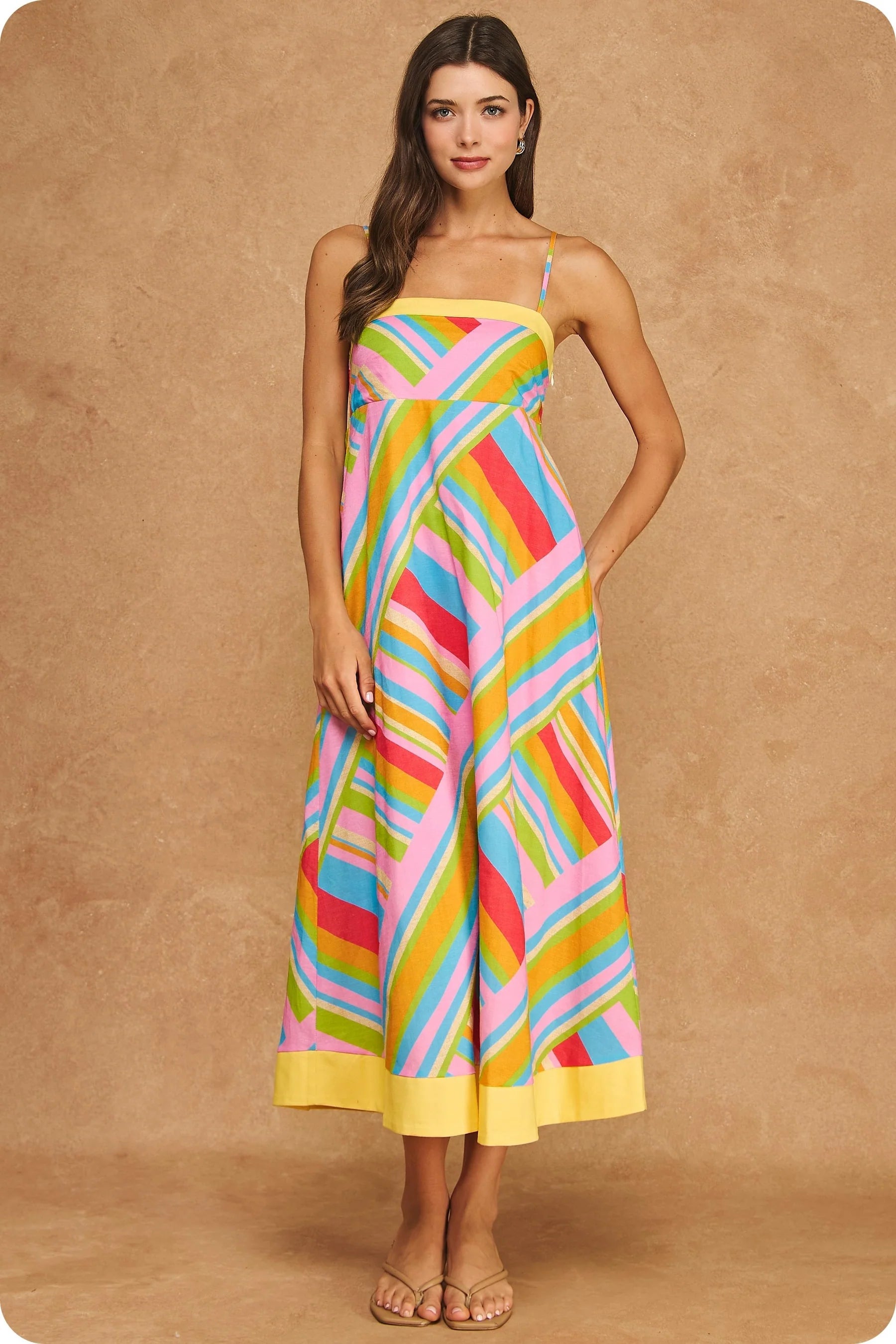 Color Block Contrast Midi Dress