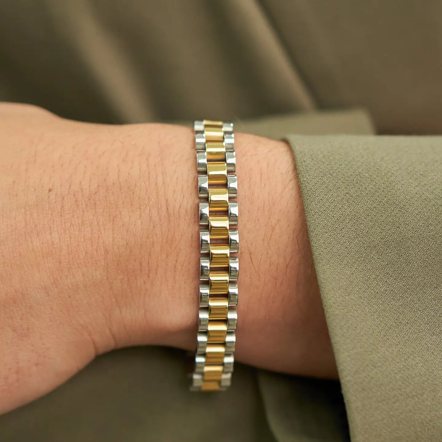 Waterproof Two Tone Watch Band Bracelet