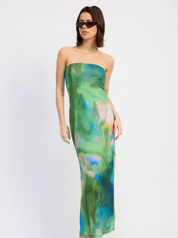 Printed Midi Tube Dress