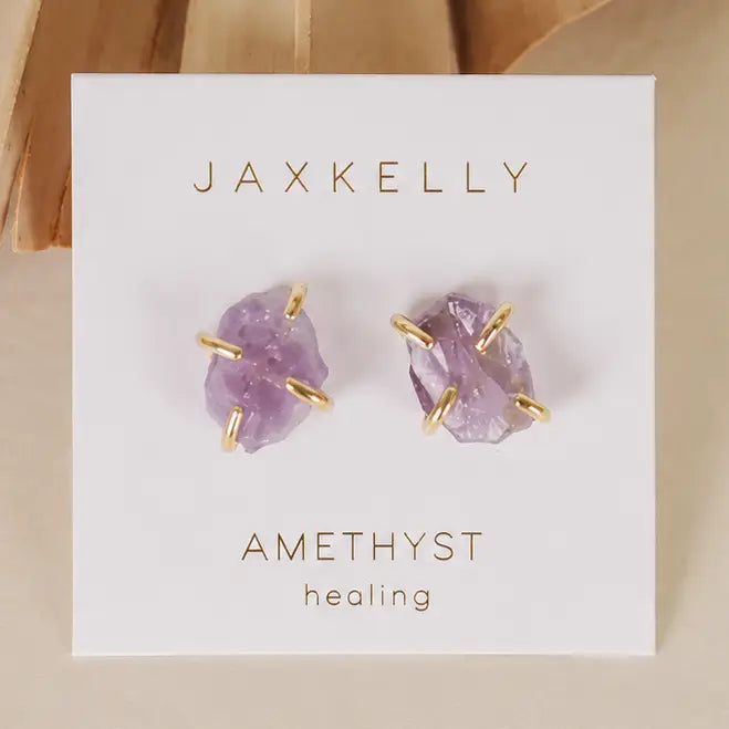 Gemstone Prong Gold Earrings