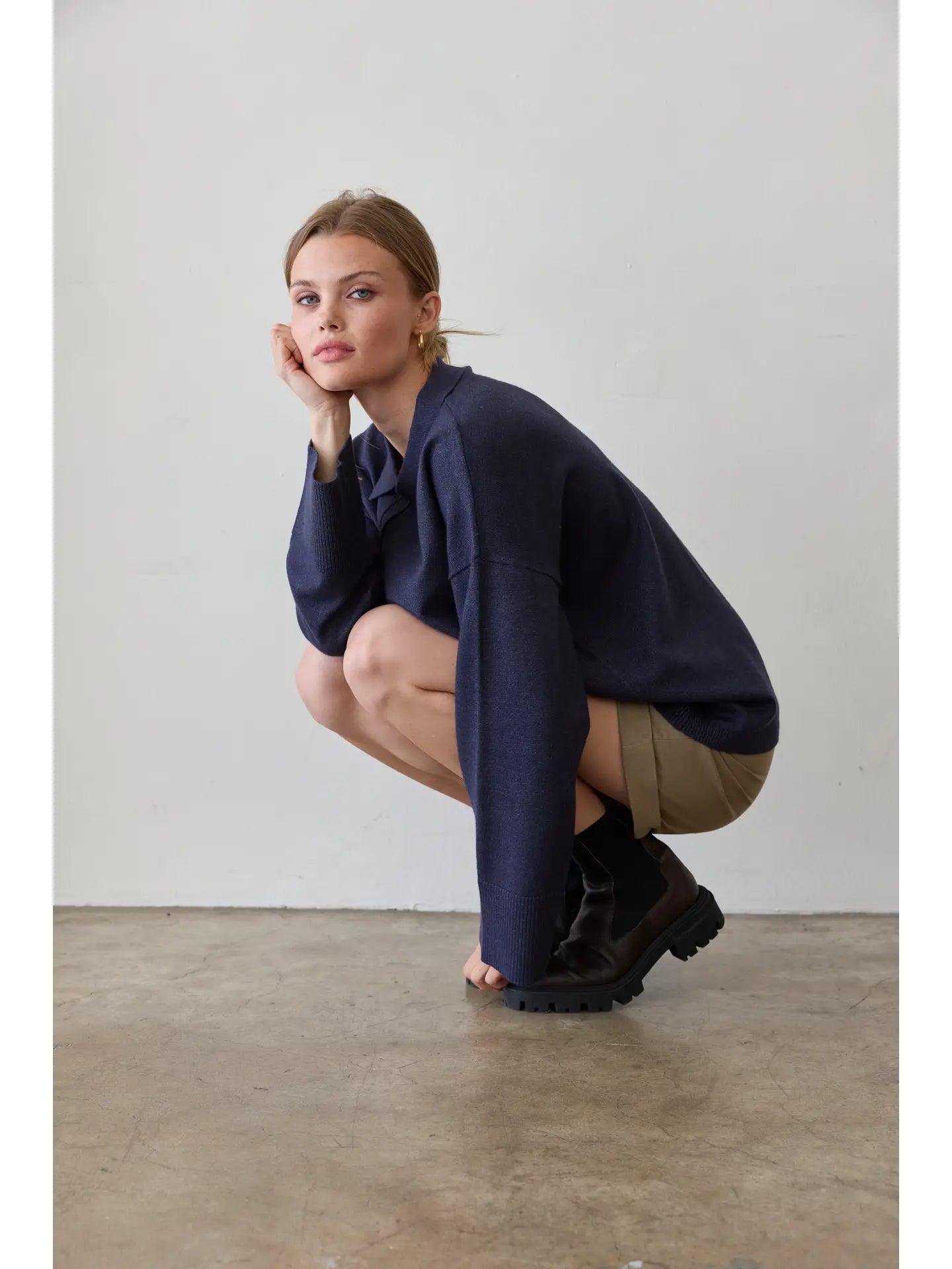 Heather Polo Sweater Top