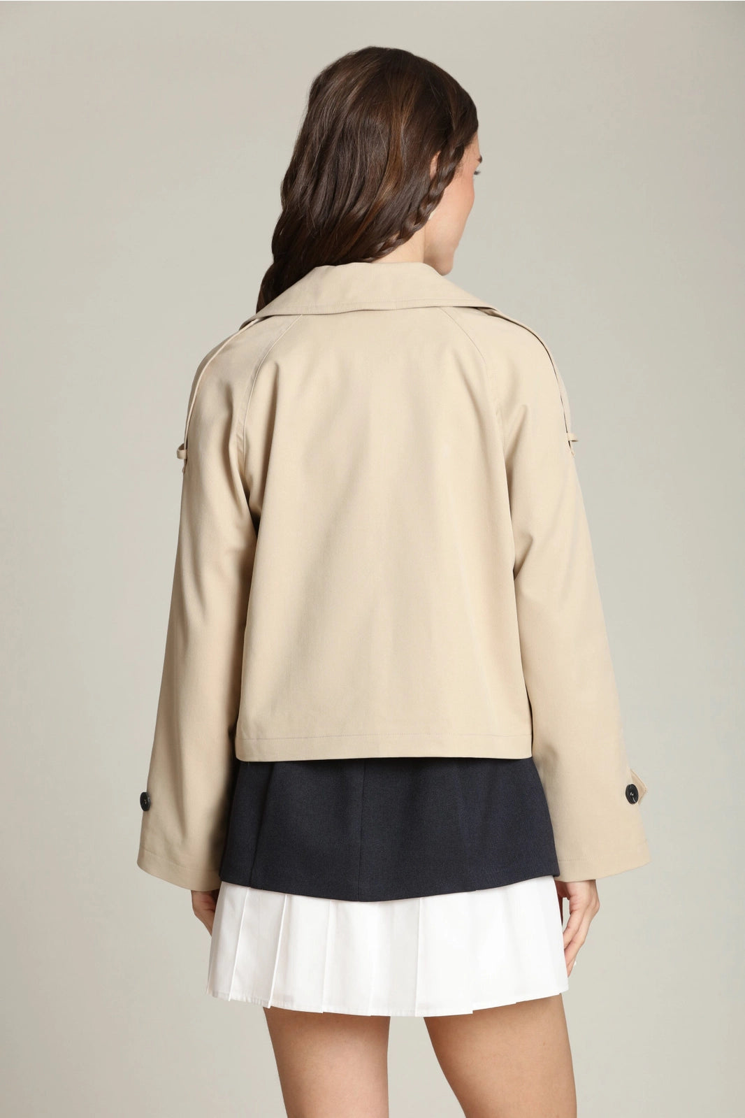 Cotton Blend Cropped Trench Coat