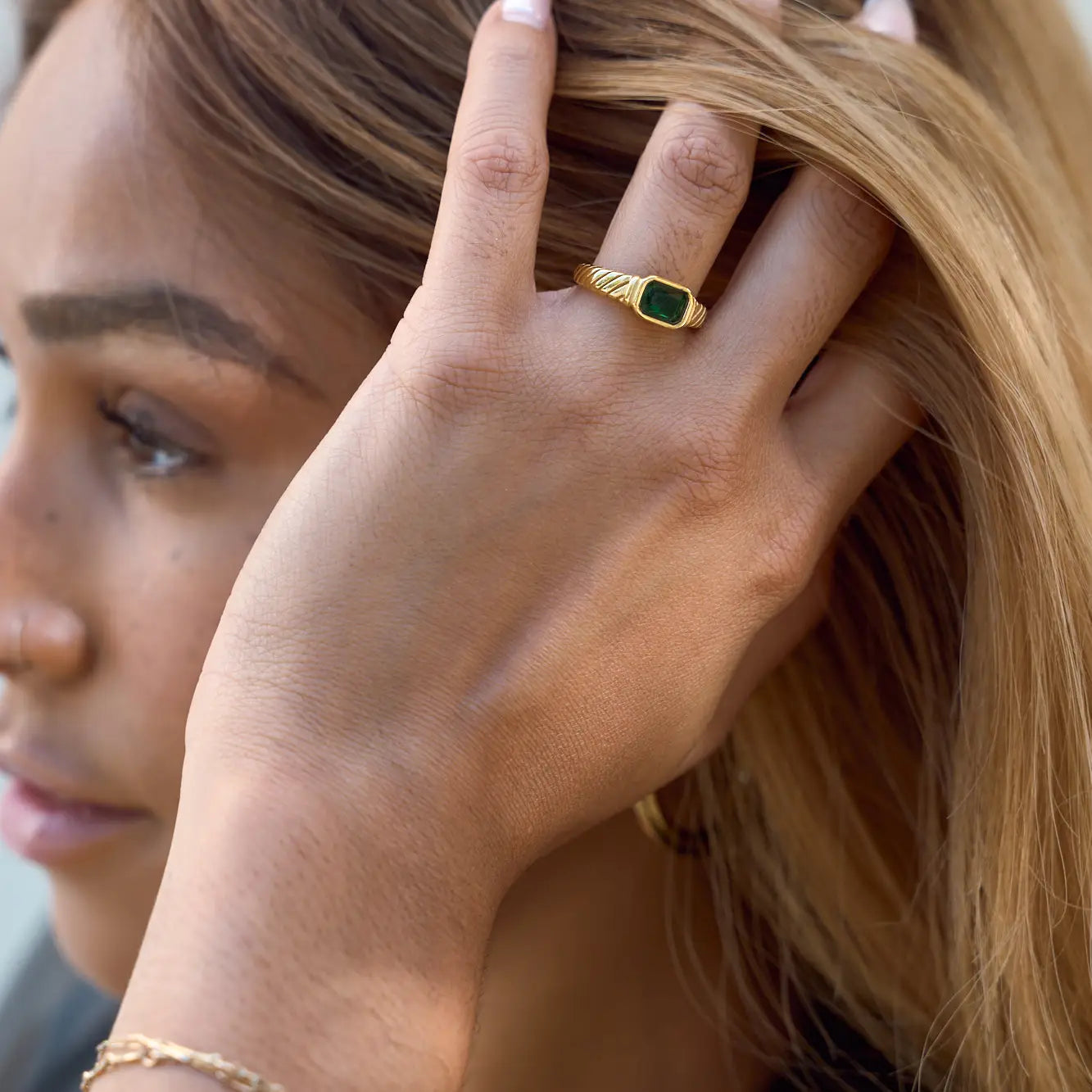 Braided Emerald Ring- 7,8