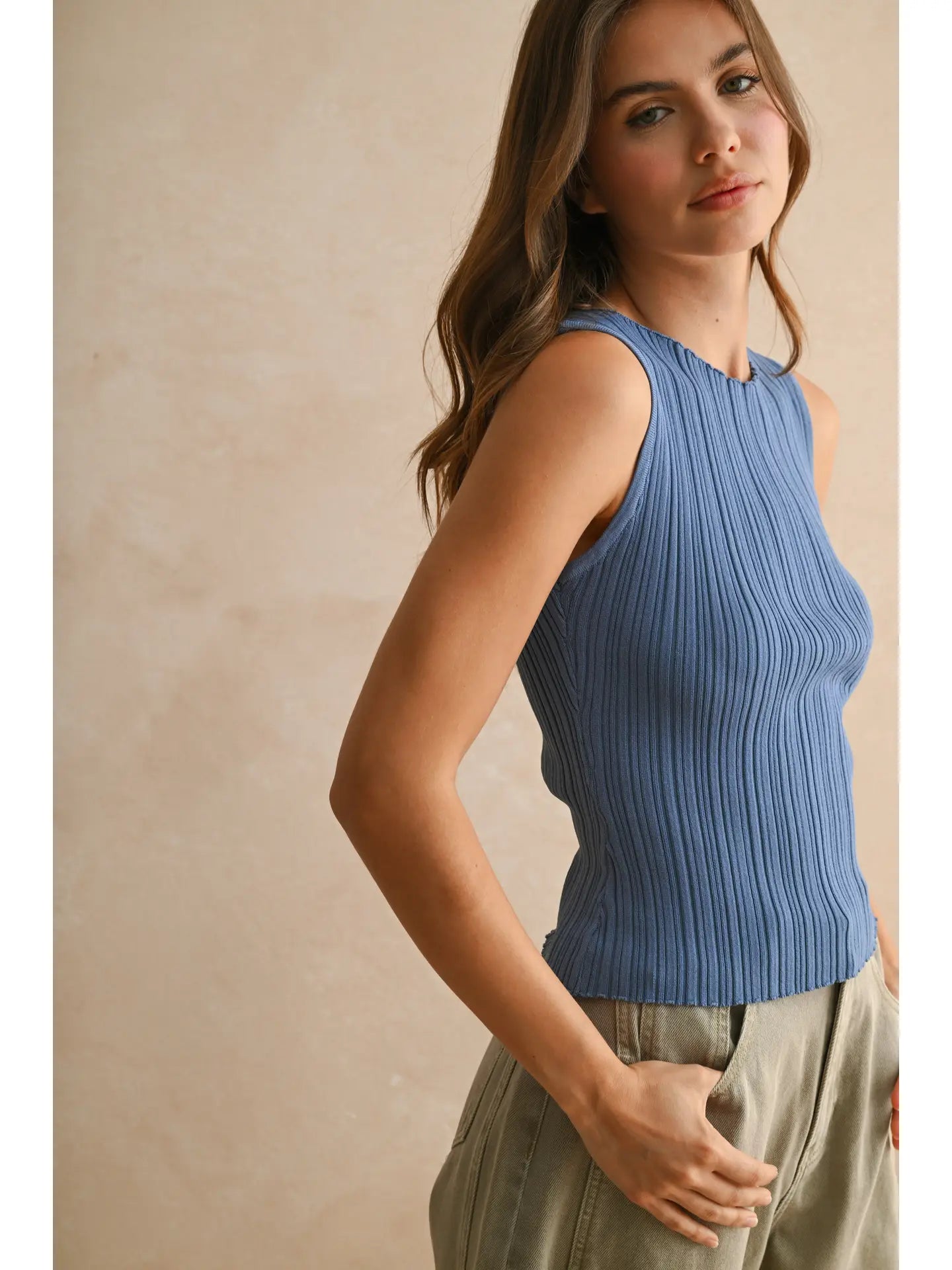 Viscose Ribbed Knitted Top