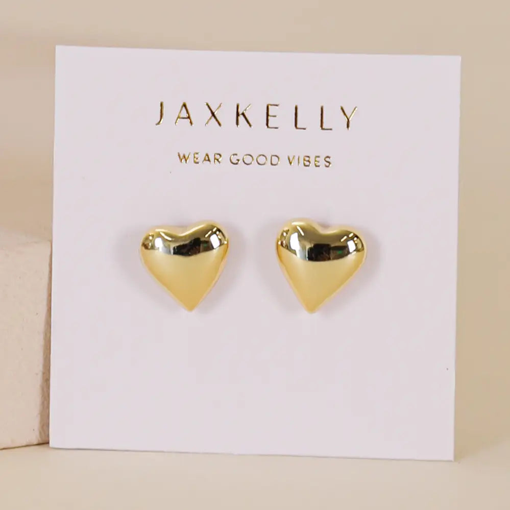 Puffed Gold Heart Earrings