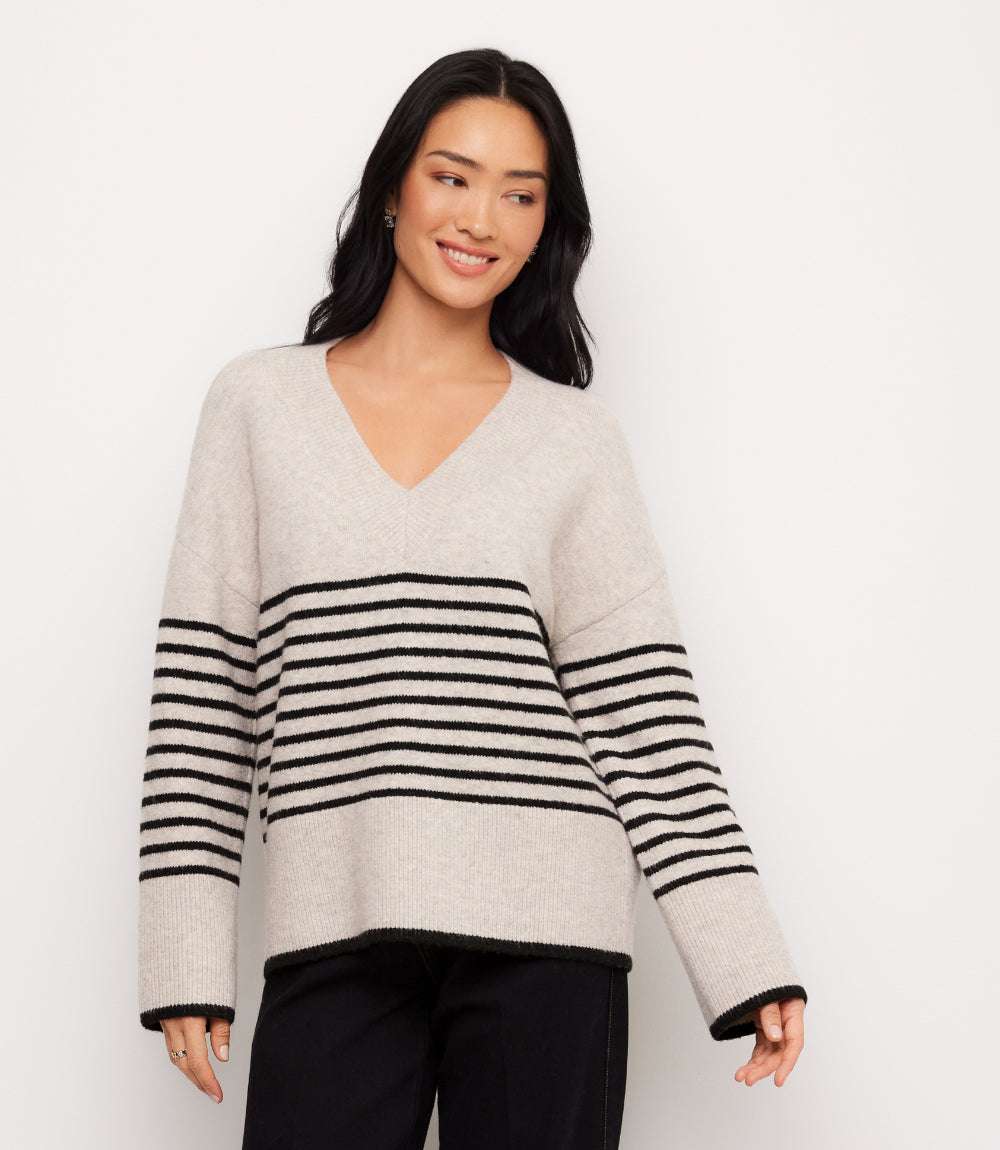 Stripe V-Neck Sweater
