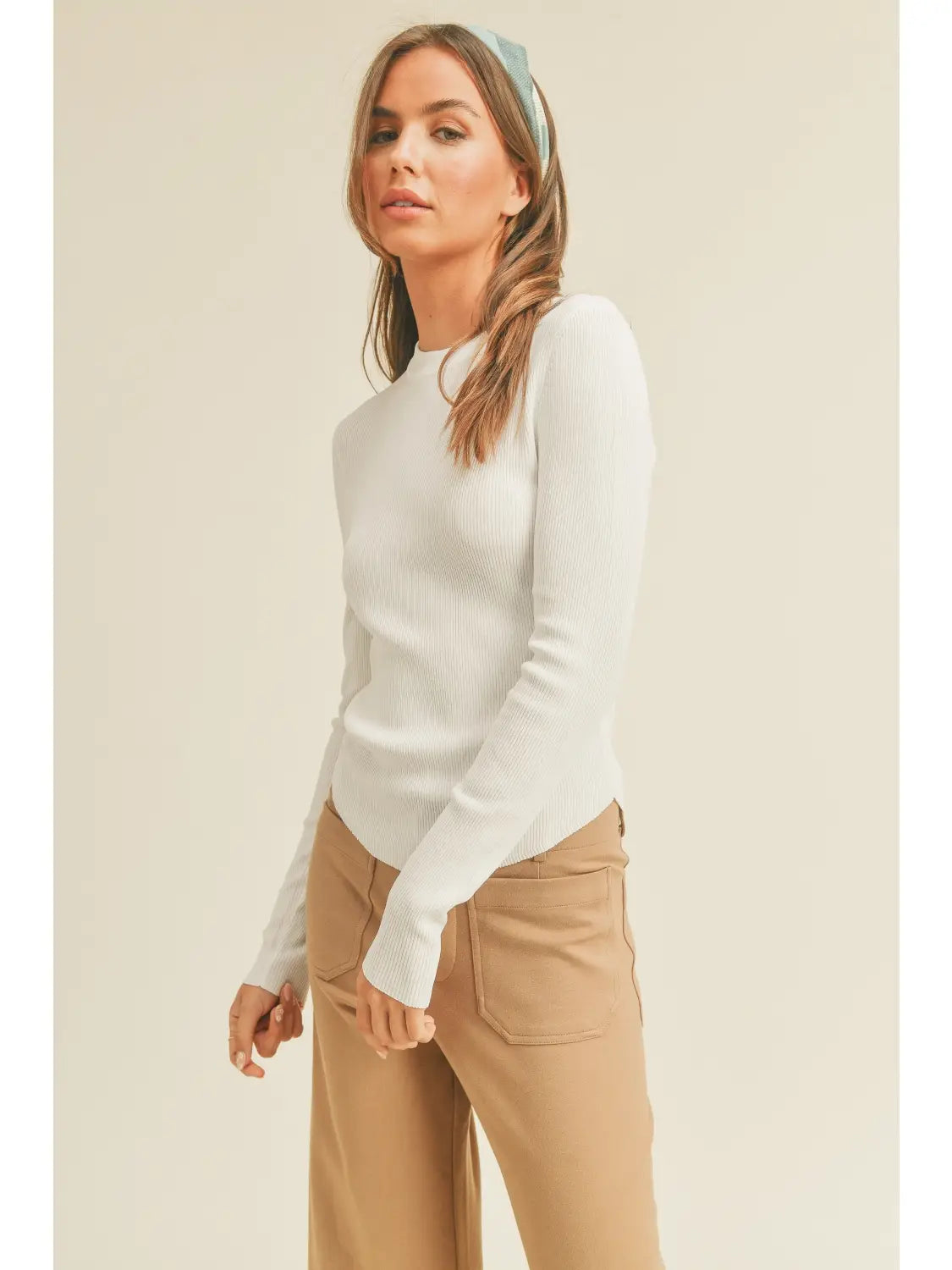 Ribbed Long Sleeve Basic Top