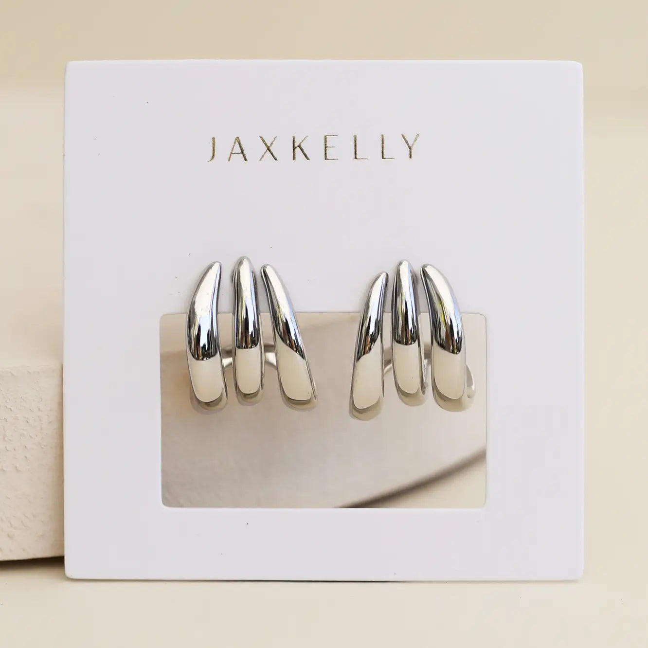 Gold Three Hoop Huggie - Earring