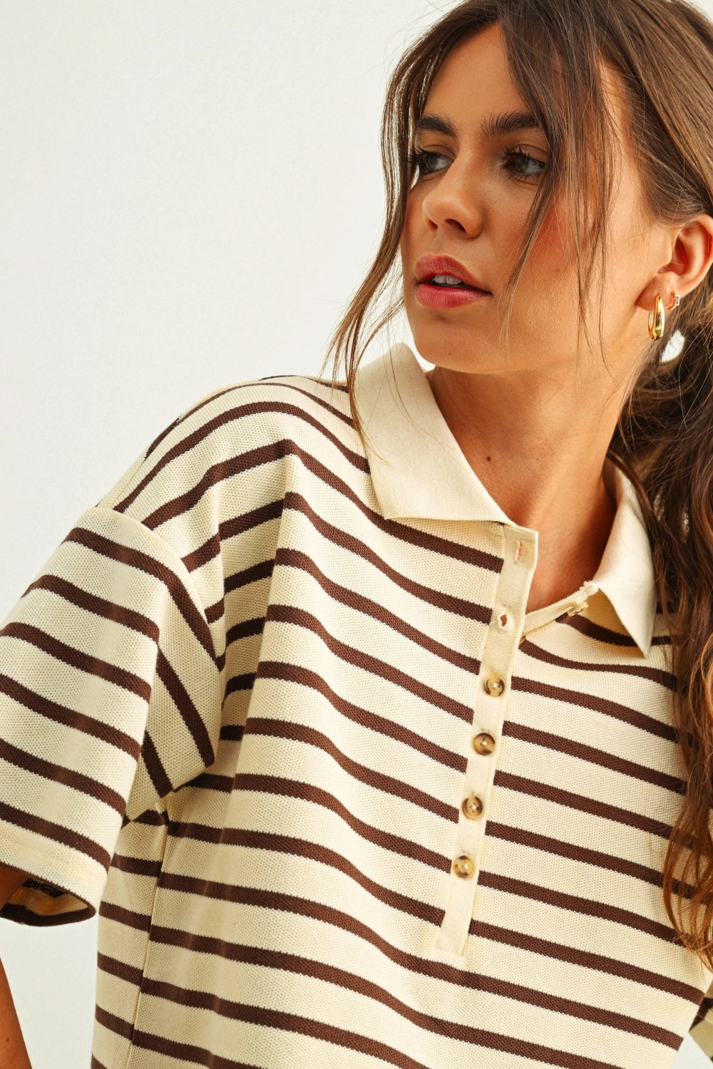 Stripe Pattern Short Sleeve Polo Shirts