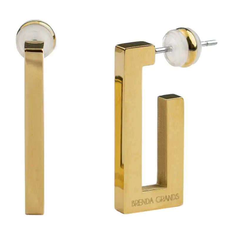 Waterproof Gold Rectanglular Hoops