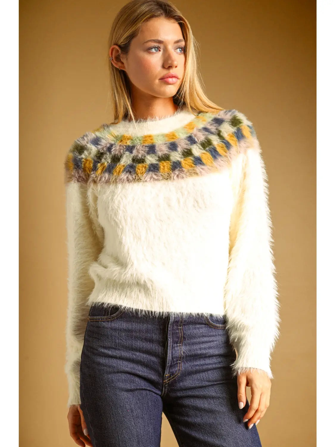 Multi Color Detailed Sweater Top