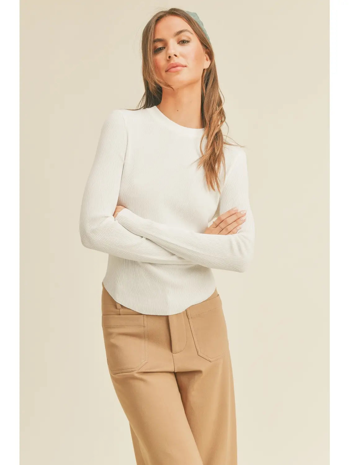 Ribbed Long Sleeve Basic Top